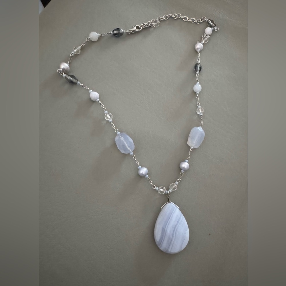 Blue Lace Agate Necklace - Picture 6 of 6